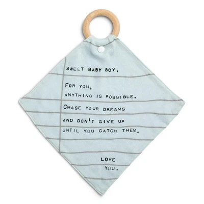 Manta de dentición Lovey de 10"x10 mordedor para niños Dear You Blankie dulce bebé niño Foto 1 de 4