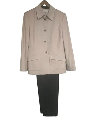 Traje pantalón de lana Tahari 2 piezas rosa y gris carbón talla 14 Foto 1 de 4