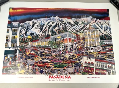 Póster firmado por Roberto Gutiérrez 1996 Pasadena-Colorado Blvd/Fair Oaks Ave 24x36 Foto 1 de 4