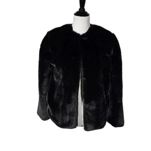 Forever 21 Size Medium Black Faux Fur Bomber Jacket - Bild 1 von 10