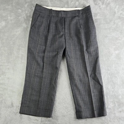 Винтажные женские брюки-капри Max Studio 4 серые шерстяная смесь эластичные с манжетами подол укороченные - Изображение 1 из 4