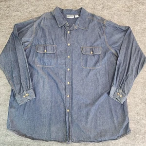 KingSize Hemd Herren 3XL Blau Langarm Knopfleiste Denim Cowboy Freizeit - Bild 1 von 8