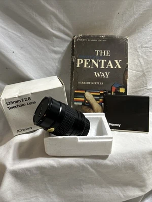 JC Penny 135mm F2.8 telephoto lens NOS Never Used  +  Pentax Book 1970 - Image 1 of 4