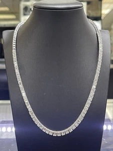 Natural Diamond Bauggette Necklace. 18k White Gold. 17inches. 4.0ct Total Weight - Picture 1 of 1