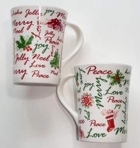 Starbucks Holiday 2007 Weihnachten 2er Set Kaffee/Teetassen 12ozs weiß/rot/grün - Bild 1 von 4