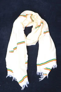 Ethiopian Hand Made Cotton Shawl Scarf Green,yellow,red, - Picture 1 of 4