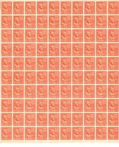 Scott U.S. #803 1938 1/2c Franklin, Orange Full Sheet 100 MNH ST3519 - Picture 1 of 4