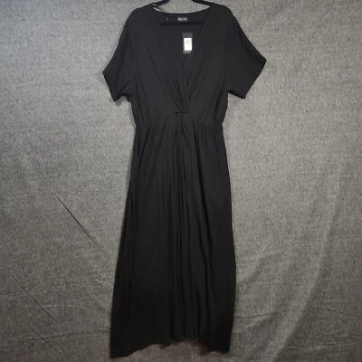 NWT City Chic Maxi Dress S(16) Black Knot-Front Short Sleeve Women's - Image 1 of 4