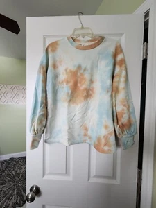New - Roxy - Blue & Orange Tie-Dye Crew Sweatshirt - Small - Picture 1 of 2