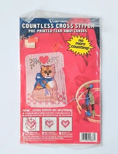 Vogart Crafts Countless Cross Stitch Pre Printed Tear Away Canvas Cat Bow - Picture 1 of 2
