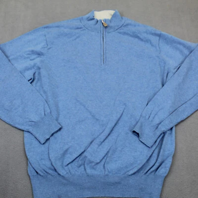 Suéter de golf Peter Millar para hombre extra grande azul cachemir seda 1/4 cremallera Foto 1 de 4