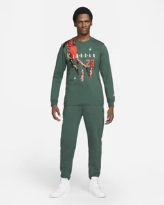 Nike Air Jordan Holiday Green Long Sleeve T-Shirt (DC9793-333) Mens Size XXL NWT - Picture 1 of 10