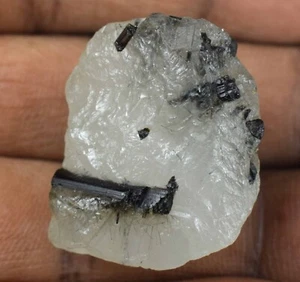 72.50 Ct Natural Black Rutile Quartz Raw Gemstone Rough Healing Engagement Gift - Picture 1 of 9