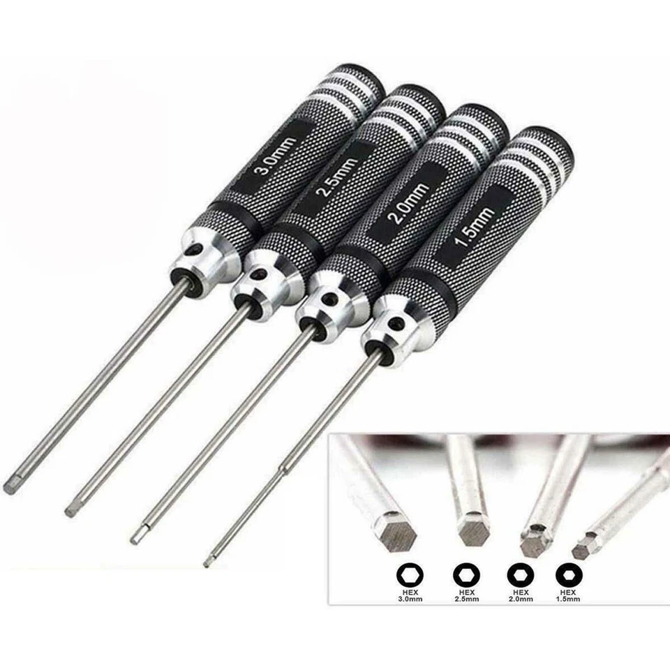 4pcs Hex Screwdriver Tool Set for RC Car Plane Helicopter 1.5/2.0/2.5/3.0mm - Image 1 of 4