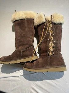 UGG Australia 5163 UPSIDE Tall Expresso Suede Lace Up Winter Boots Sz 6 Eu38 - Picture 1 of 4