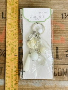 Miche Purse Charmers Taffy White Ivory Crystal Beads Metal Charm Easy Attachment - Picture 1 of 4