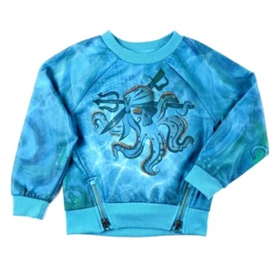Disney Store Kids Blue Sequin Glitter Pirates of the Caribbean Sweatshirt Sz 4 - Picture 1 of 7