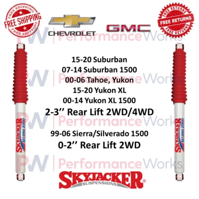Par de amortiguadores Skyjacker elevador trasero para Chevy Silverado 1500, Tahoe GMC Sierra, Yukon Foto 1 de 4