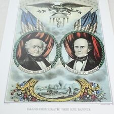 Currier and Ives Vtg Print Grand Democratic Banner Van Buren Adams 1848 Campaign