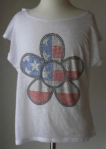 Top Signorelli Blanco con Flor de Lentejuelas en Patrón de Bandera Patriótica Talla 8 Gir - Imagen 1 de 3