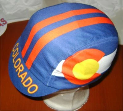 COLORADO CYCLING CAP CO HAT CAP POLYESTER SUBLIMATED UV RAY PISTA FIXED DENVER - Image 1 of 2