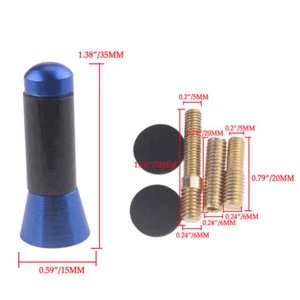 Universal 3.5cm Blue Car Auto Short Stubby Antenna Aerial AM/FM Mast+Screws O - Picture 1 of 6