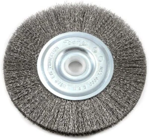Cepillo de rueda de alambre Forney 72743, engarzado fino con eje de 1/2 pulgada y 5/8 pulgadas, - Imagen 1 de 4