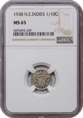 1938 N.E. INDIES 1/10G NGC MS65 ONLY 2 GRADED HIGHER Cover