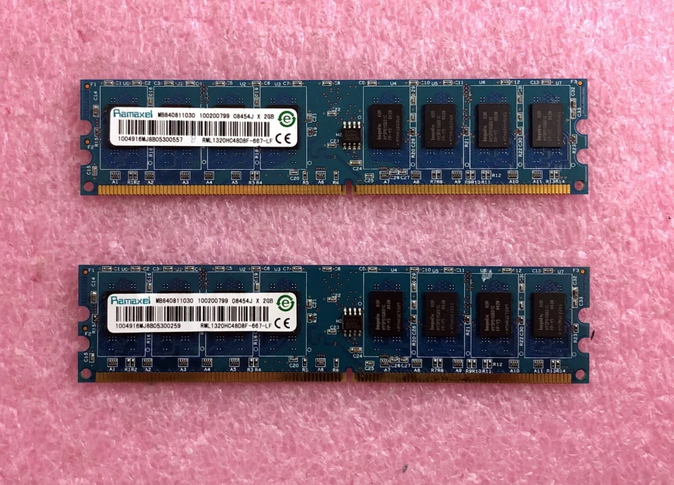 2 X 2GB RAMAXEL PC2-5300 DDR2-667 NON-ECC MEMORY RML1320HC48D8F-667 - 4GB TOTAL - Image 1 of 2