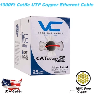 Cat5E Vertical Cable Red 1000ft Solid CMR Bare Copper Bulk Ethernet Cable - Picture 1 of 3