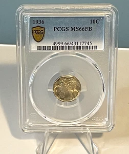 1936-P Mercury Silver Dime PCGS MS66FB "Gold Shield" w/beautiful toning - Picture 1 of 3