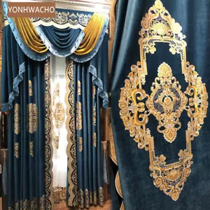 lusso palazzo spesso velluto blu reale tessuto oscurante tenda pannello valancia C342* - Foto 1 di 20