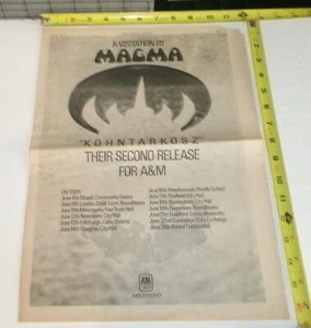 MAGMA Vintage Original Album Tour Dates AD Advert 1974 Köhntarkösz Prog Rock - Picture 1 of 2