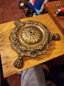 Vintage Cast Brass Floor Table Kerosene Oil Lamp Base Wells Fargo Express Label - Picture 1 of 18