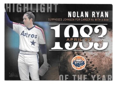 2015 Topps Highlight of the Year H-22 1983 Nolan Ryan - Career K Leader casi nuevo Foto 1 de 2
