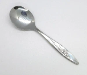 Oneidacraft Deluxe LASTING ROSE  *1 Baby Spoon*  4 1/4"  Stainless Flatware - Picture 1 of 5