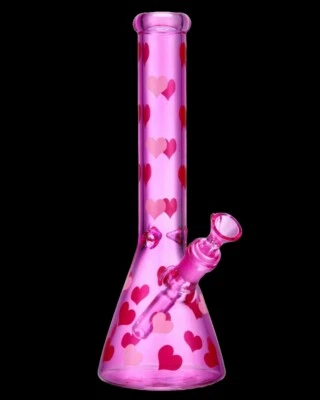 SMOKEDAY CUTE Bongs 11" Heart Bongs BEAKER Bongs THICK Bongs Glass Water Pipe Hookah*USA*