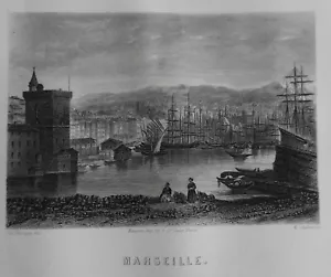 * Belle gravure sur acier, ancienne XIXè -> Marseille - Bild 1 von 2