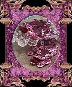 Lotto antico paillettes rosa francese metallizzato 5 mm raro Francia edoardiano 1920 NOS - Foto 1 di 6