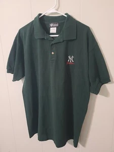 Vintage Adidas New York Yankees Large Mens Green Embroidered Logo Polo MLB - Picture 1 of 11