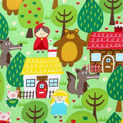 MICHAEL MILLER FABRICS 100% Cotton Fabric, Michael Miller - Into The Forest, Childrens Kids Story book