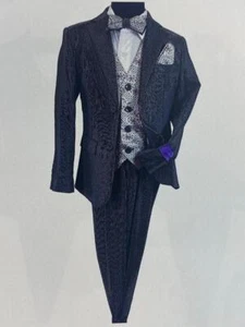 Kid Boys SLIM FIT Formal Bridal 5 Pcs Set Suit size 4-20 GRAY 2 Buttons - Picture 1 of 1