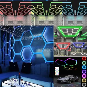Hexagon LED Lampe Werkstatt Garage Wand Decken Leuchte Waben RGB-Beleuchtung - Bild 1 von 39