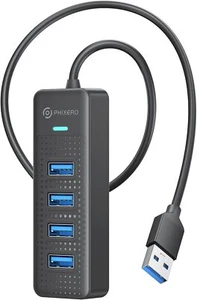 Expansor de 4 puertos USB 3.0 USB concentrador multipuerto USB PHIXERO con cable de 1,6 pies negro - Imagen 1 de 8