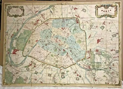 SPECTACULAR WALL MAP OF PARIS FRANCE 1877 Victor CLEROT 54 x 39" 19TH CENTURY - Image 1 of 4