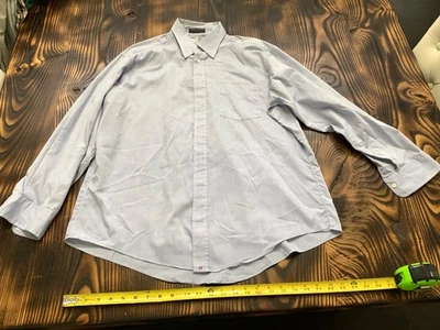 VTG Hathaway Pima Pinpoint Oxford Dress Shirt Men 17 33XL Navy Striped USA blue - Image 1 of 4