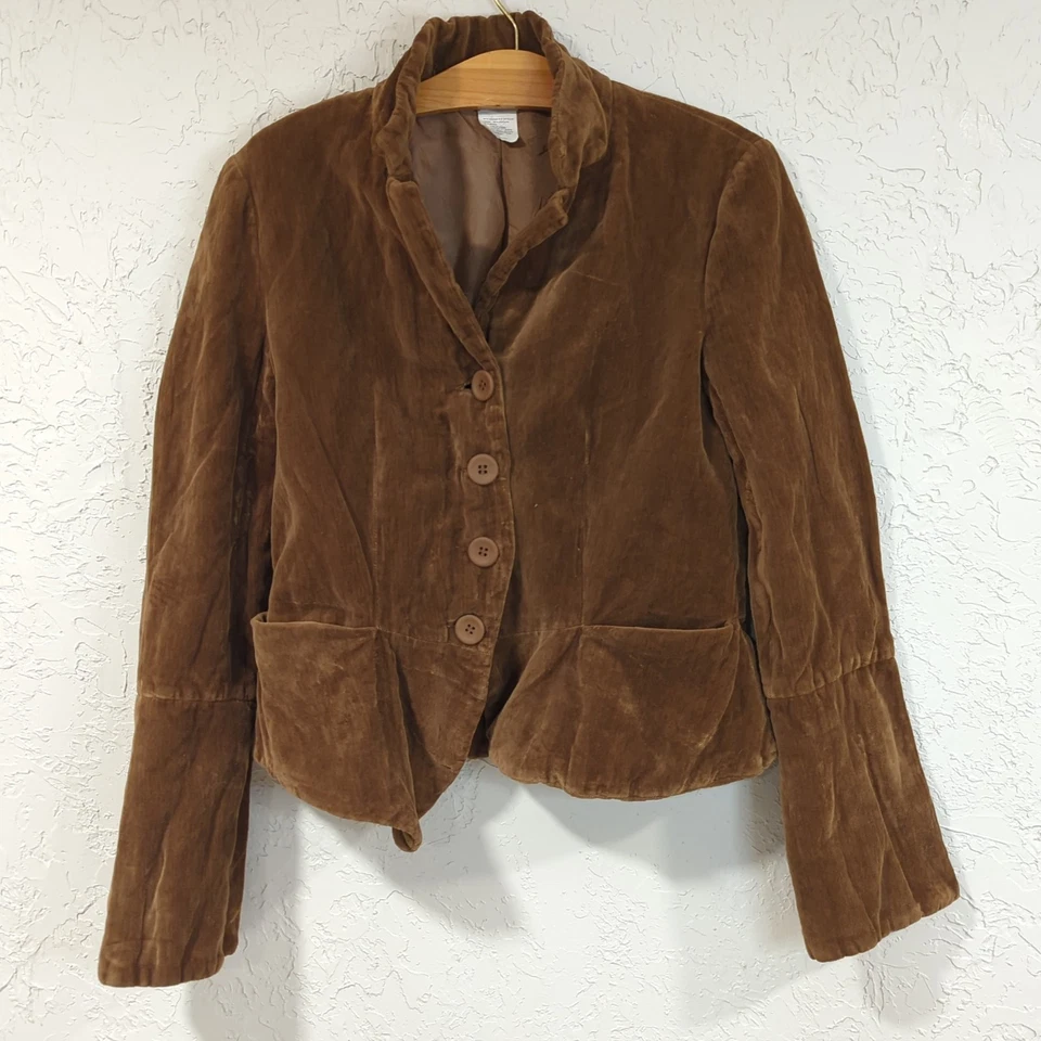 Blazer Chaqueta Botón Corto Terciopelo Marrón Lilith - Para Mujer Talla Grande Otoño Claro Foto 1 de 4