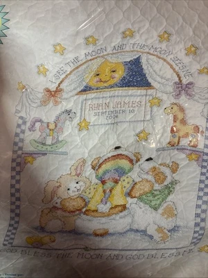 Janlynn Baby I See The Moon Quilt - Stamped Cross Stitch Kit 2004 **NEW** - Image 1 of 4