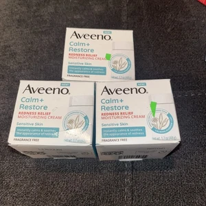 Lot of 3 Aveeno Calm + Restore Redness Relief Moisturizing Cream 1.7 oz New - Picture 1 of 1