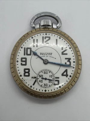 Waltham Vanguard 23J Scarce 10K RGP Stainless 2 Tone Case Railroad Pocket Watch - Image 1 of 4